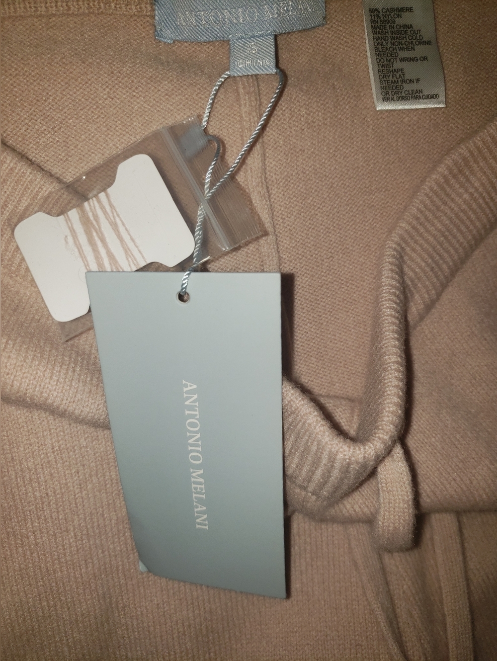 NWT. Antonio Melani Light Pink 89% Cashmere Drawstring Joggers
